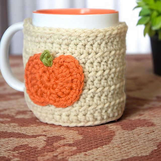 Pumpkin Mug Cozy With Coaster