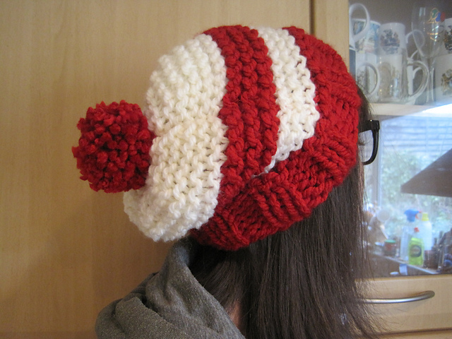 A Slightly, Slouchy, Stripy Bobble Hat