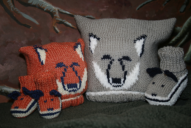 Fox and Wolf Cub Baby Hat and Booties