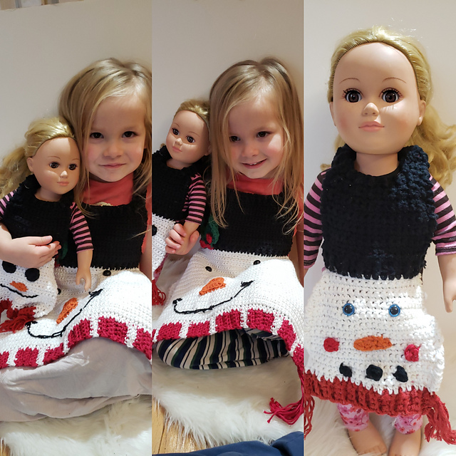 18in Doll Snowman Apron