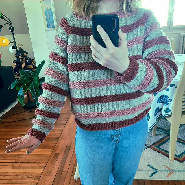 Rayures texturées - pull en rond