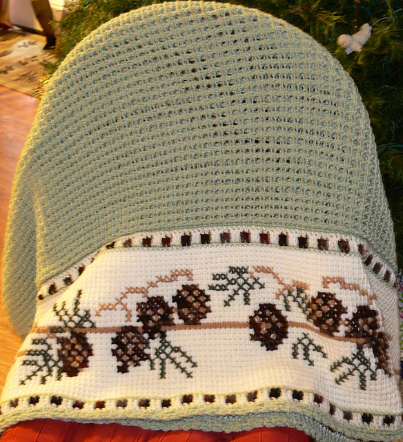 Pinecones Winter Warmer in Afghan Stitch
