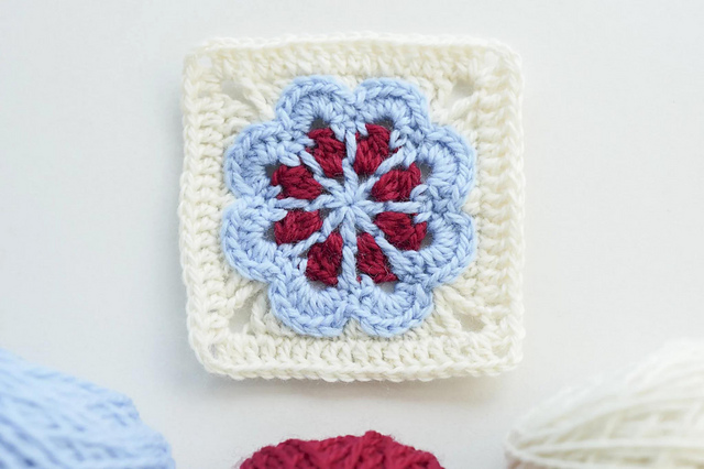 Verbena Flower Granny Square