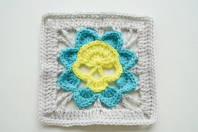 Skull and Flower Granny Square