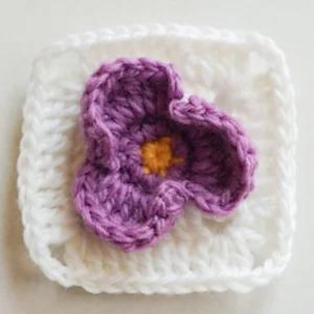 Pansy Flower Granny Square