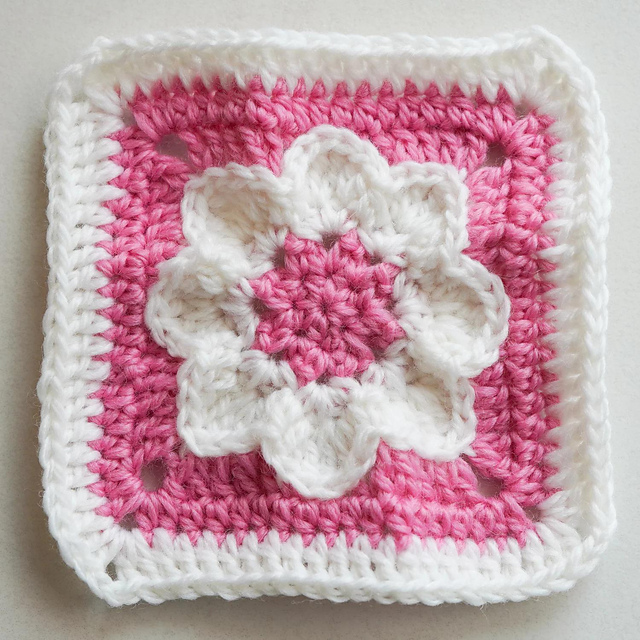 White Petal Flower Granny Square