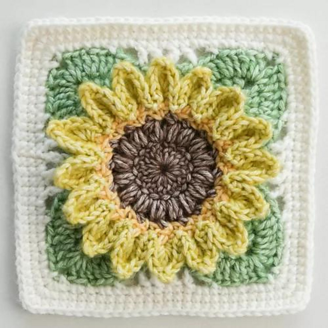 3D Sunflower Granny Square