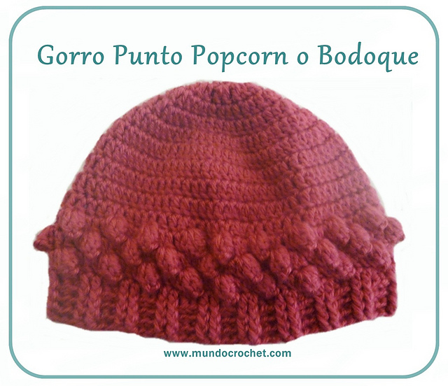 Popcorn stitch crochet hat