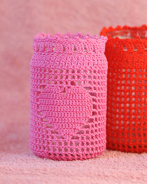 Valentine heart jar cozy