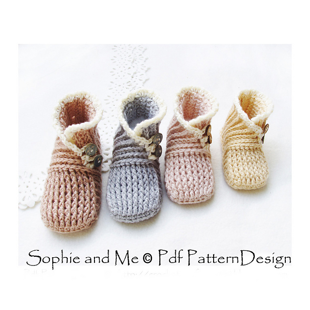 Wrap and Button Baby Booties