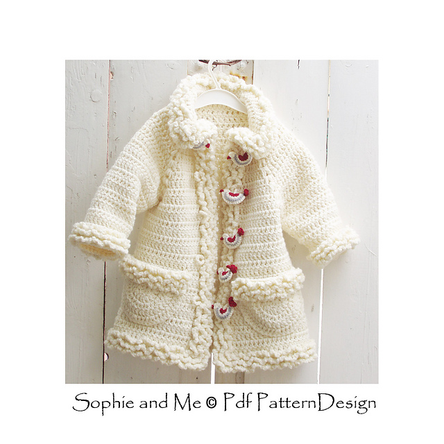 Winter White Sophie Coat with Bird-Buttons
