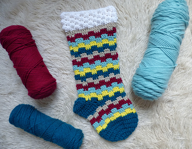Snowballs & Stripes Stocking