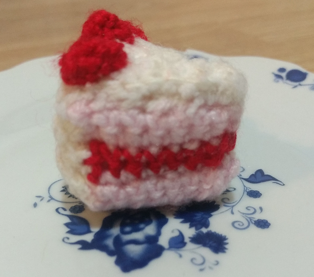 Tiny Strawberry Cake Slice