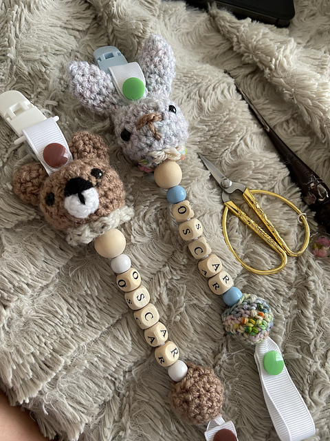 Animal Pacifier, teething toy clip - Bear