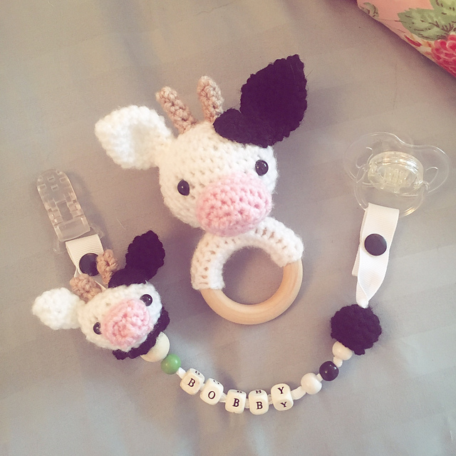 Cow Animal Pacifier clip