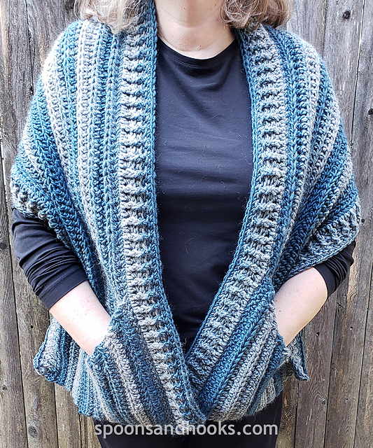 Easy angled pocket shawl