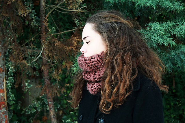 Earthy Brown Chunky Stripe Cowl - One Hour Project