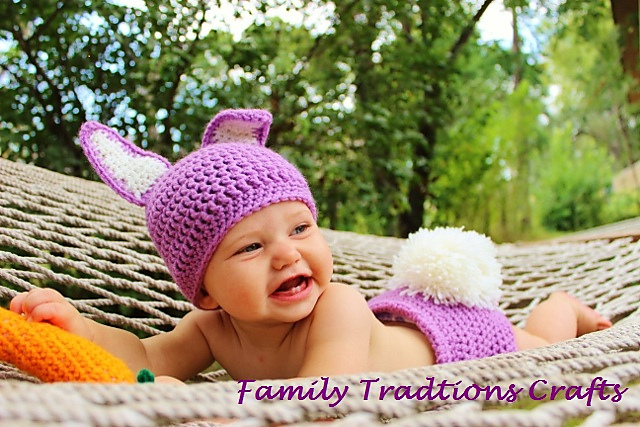 Bunny Set - Diaper Cover & Hat
