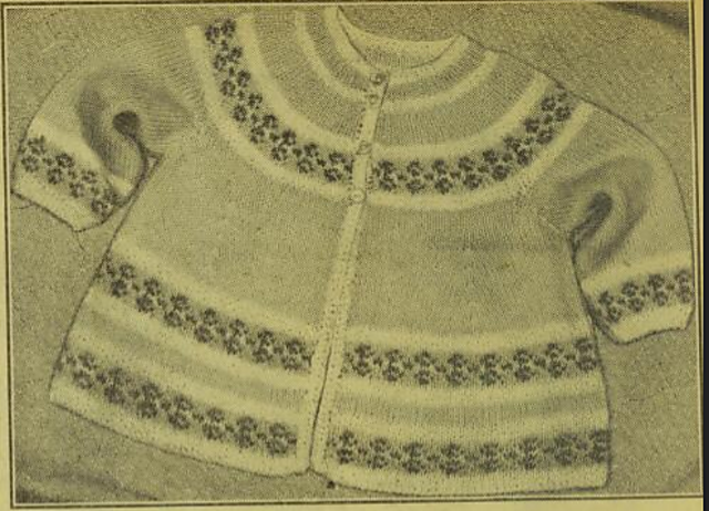 Matinee Jacket Banded in Fair Isle