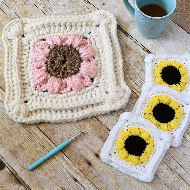 Sunflowers Afghan Square