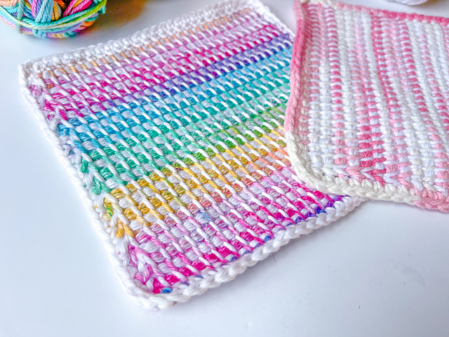 Rainbow Tunisian Washcloth