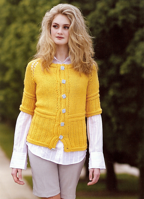 Short- Sleeved Cardigan with Ribbing