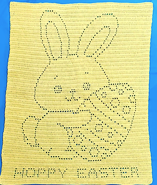 Hoppy Easter Bunny Filet Blanket