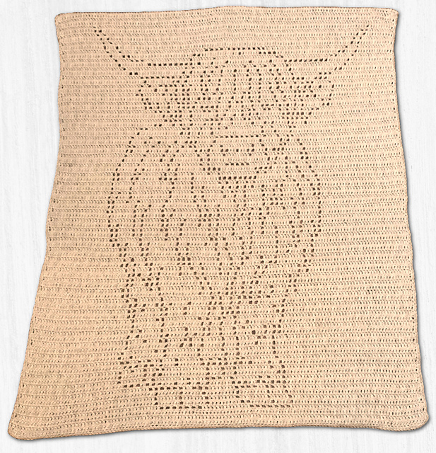 Shaggy Highland Cow Filet Blanket