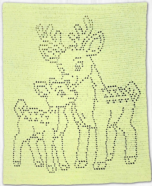 Deer and Fawn Filet Blanket