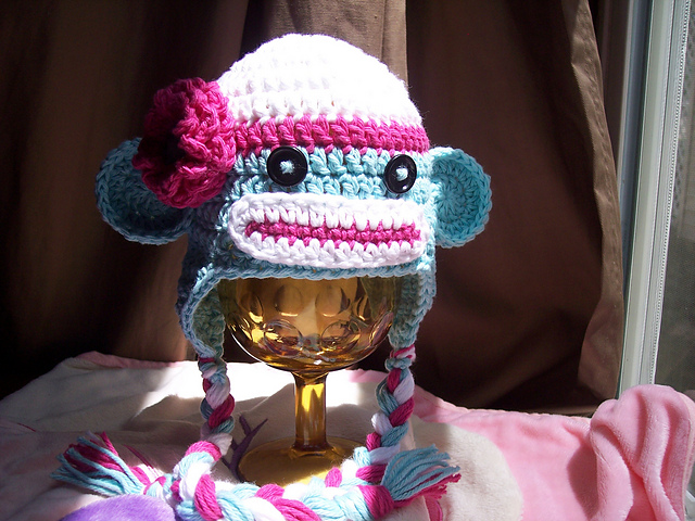 0-3 Month Sock Monkey Hat