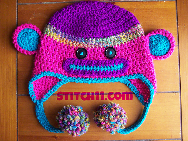 Neon Sock Monkey Hat