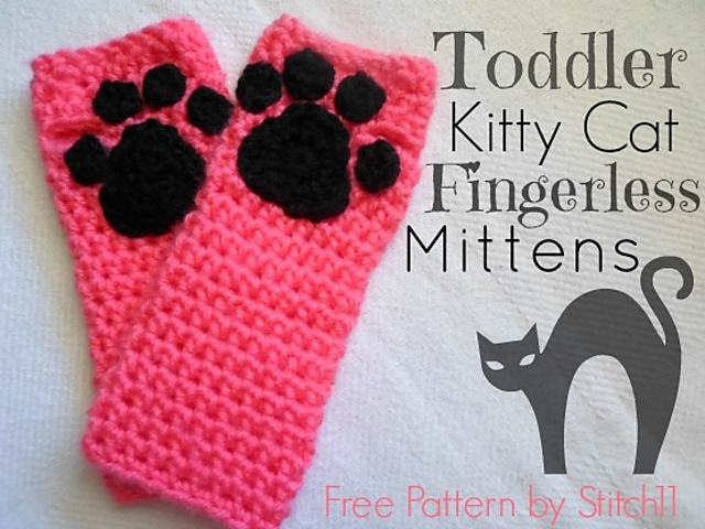 Kitty Cat Fingerless Gloves