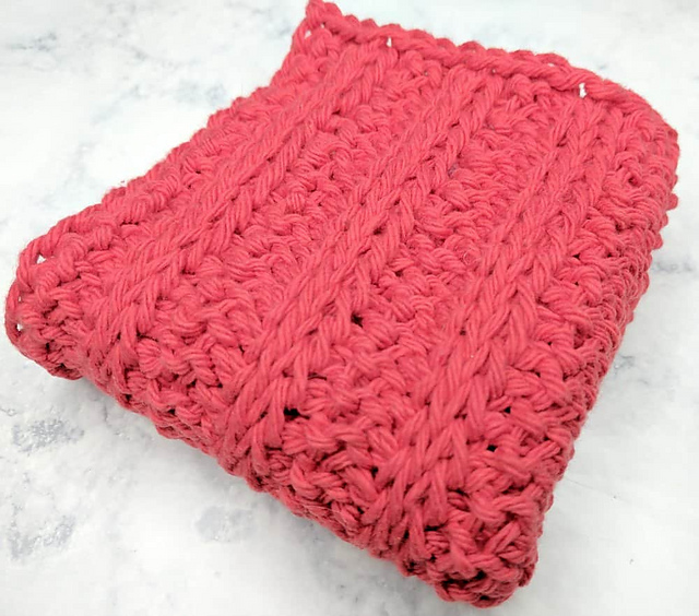 Tunisian Crochet Ribbed Stitch Dishcloth