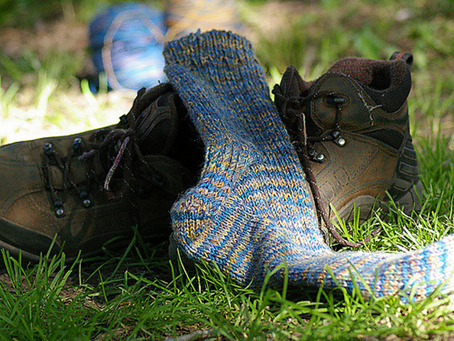 Toe-up Work Socks with a Twist