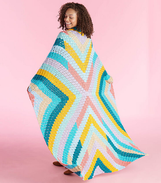X Marks the Spot Mitered Crochet Blanket