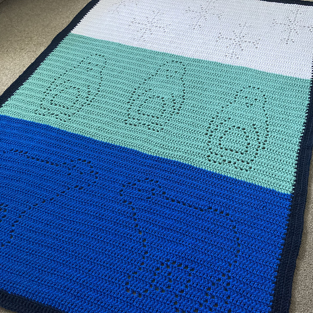 Chilly Friends Filet Crochet Blanket