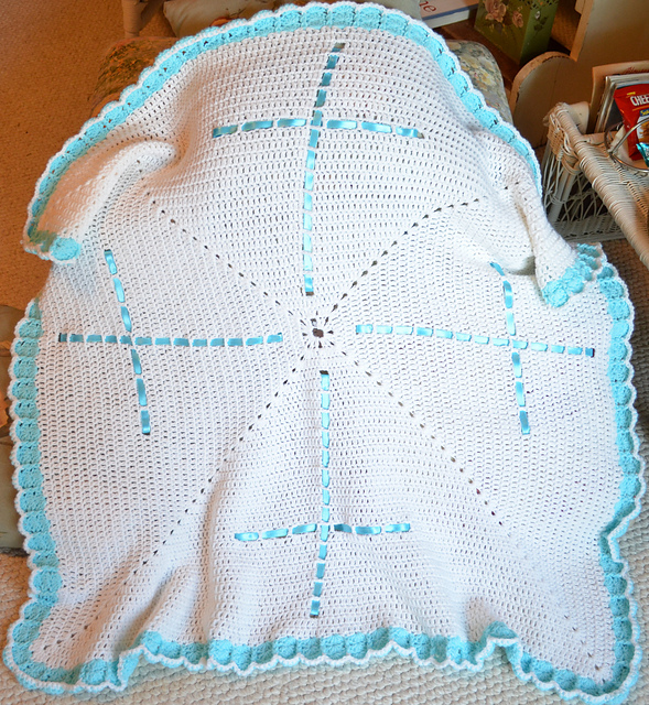 Ribbon Cross Christening Afghan (Style A)