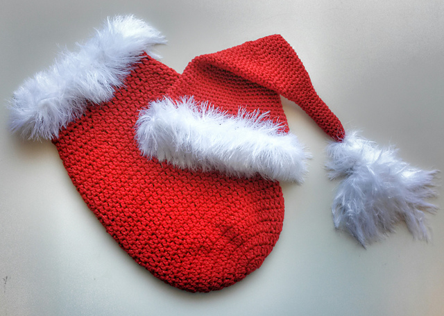 Newborn Christmas Cocoon and Santa Hat