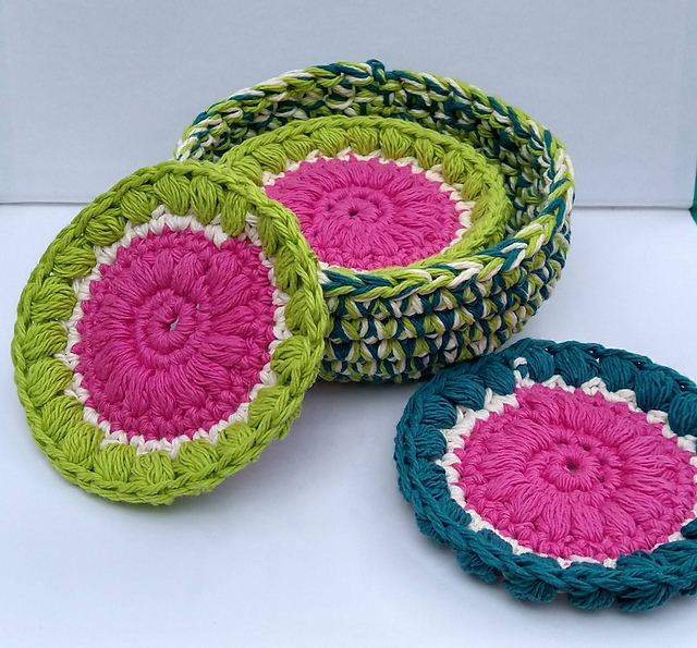 Watermelon Scrubbies with Basket