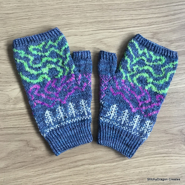 Northern Lights Fingerless Mitts