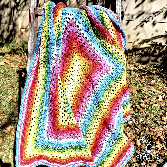 Squared Rainbow Baby Blanket