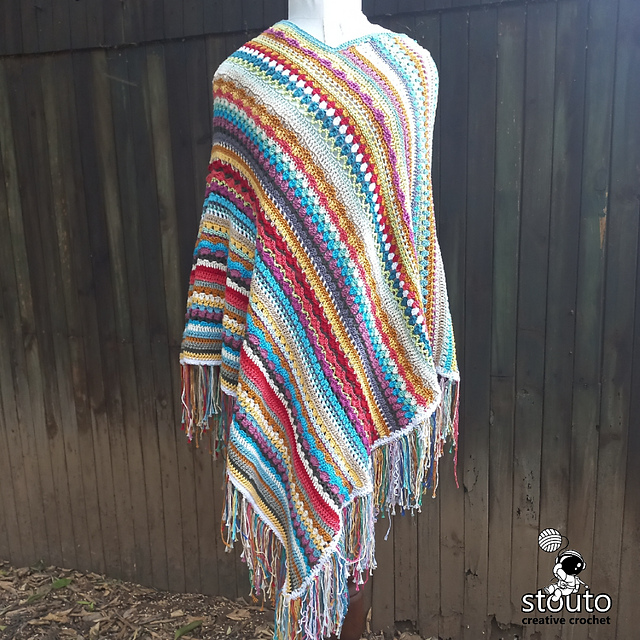 Shabby Boho Chic Striped Poncho