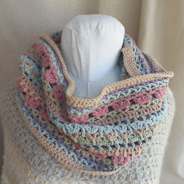 Floral Striped Boho Scarf / Cowl