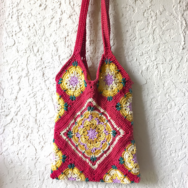 Flower Granny Squares Tote Bag
