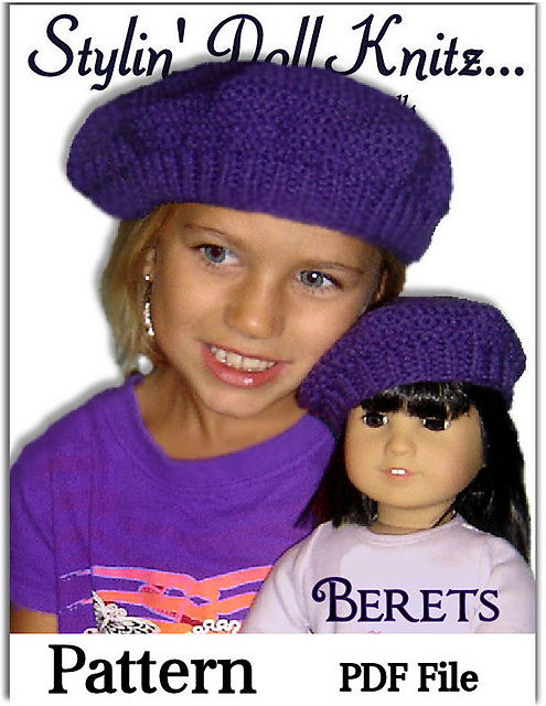 Matching beret for girl's and 18 inch doll. 501