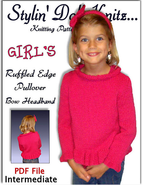 Girls pullover Sweater with bow headband. 342