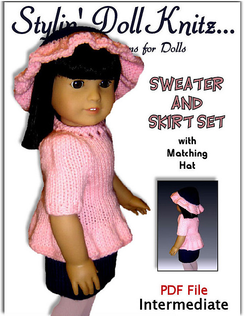 Sweater, skirt set, American Girl, 18 in. doll 020