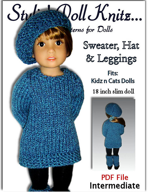 Sweater, Hat, and Leggings, fits Kidz n Cats dolls