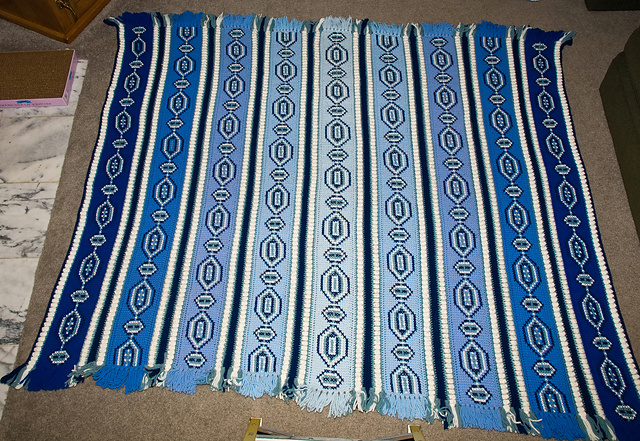 Blue Panels Embroidered Afghan