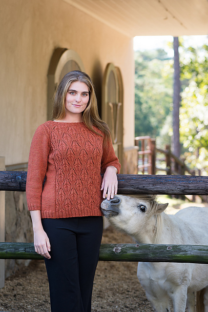 Top-Down Cable and Lace Boatneck Pullover #191